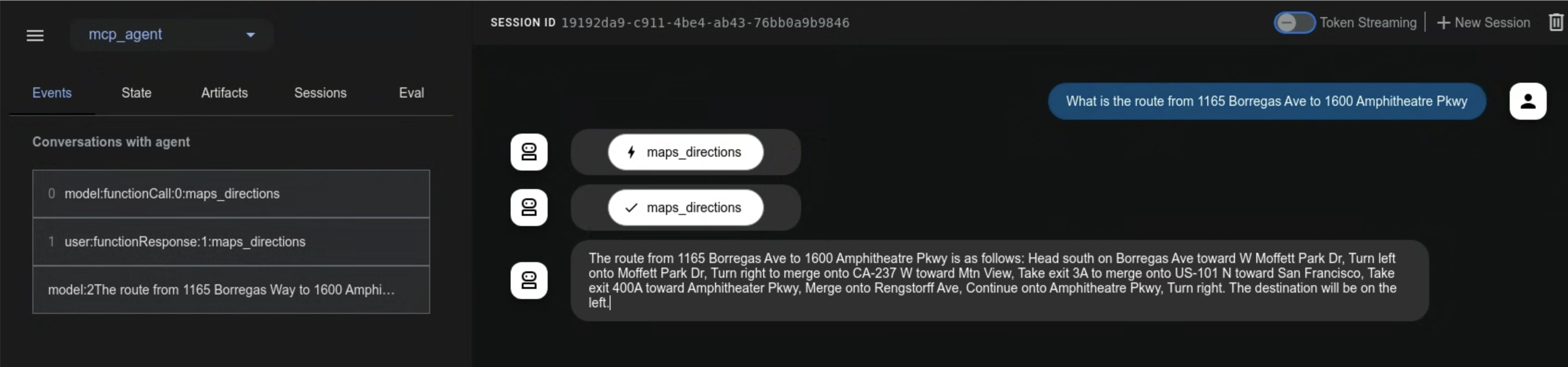 MCP with ADK Web - Google Maps Example